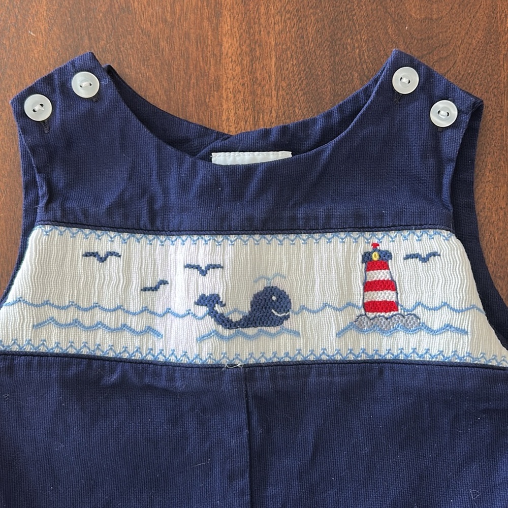 Navy Blue Nautical Baby Romper